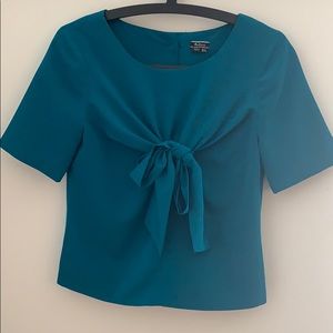Anthropologie Cropped Teal Blouse